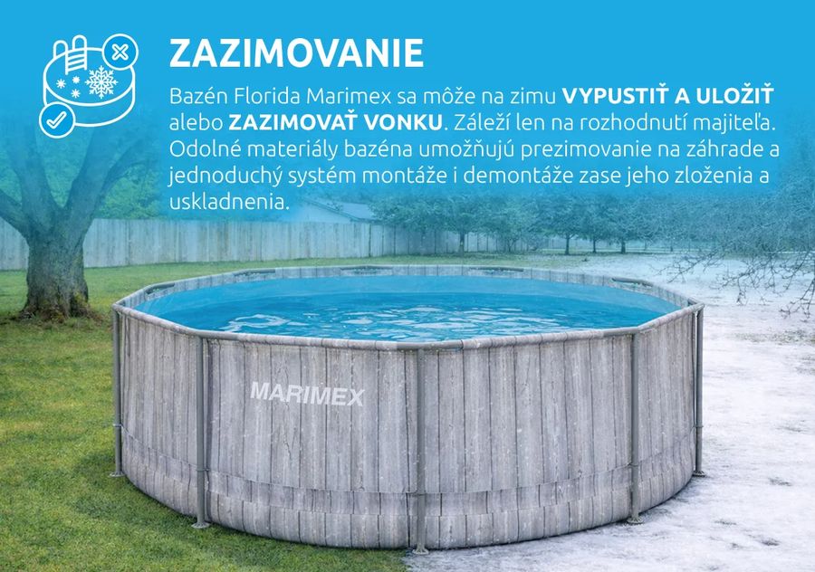 Bazén Florida 3,66x0,99 m so zabudovaným skimmerom - SIVÉ DREVO