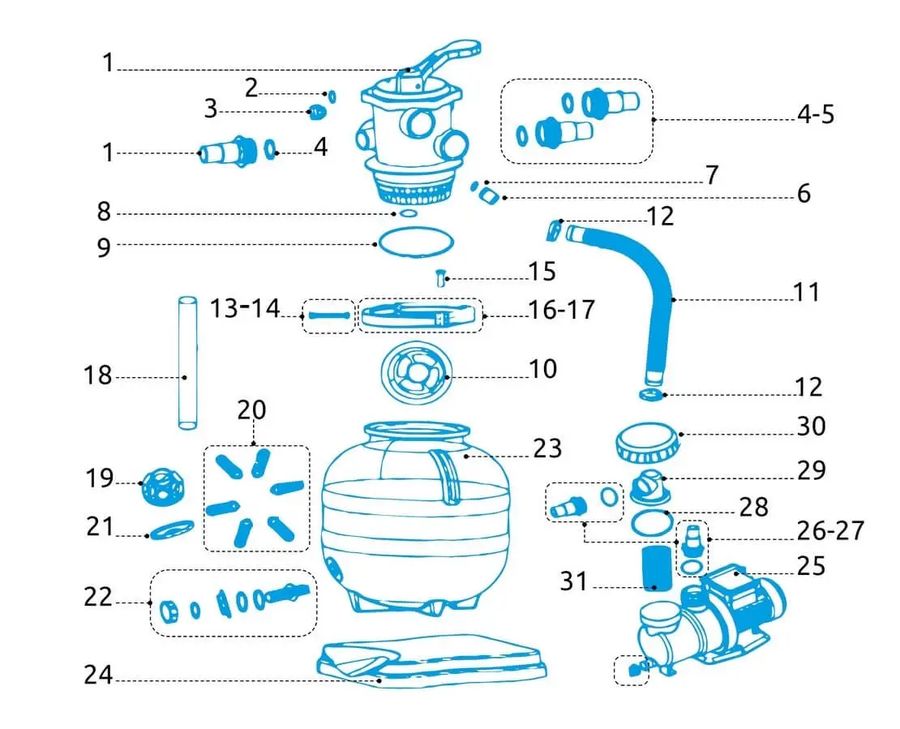Lopatka tyče venca filtrácie BS 3,5, 4 a 6 ( sada 6 kusov)