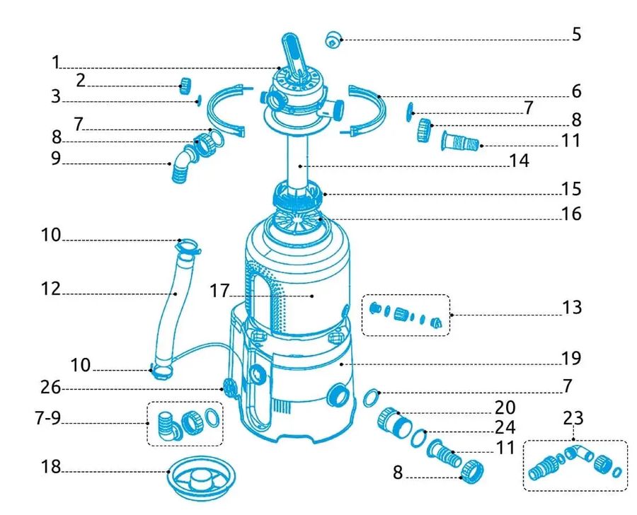 6-cestný ventill pre filtrácie ProStar Plus 2, 4, 6 a ProStar 2000, 4000 a 6000