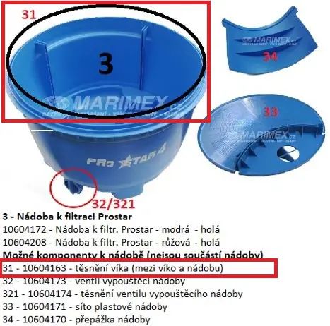 Tesnenie veka filtračnej nádoby ProStar